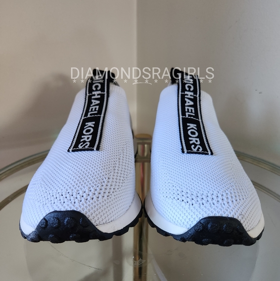 MICHAEL KORS Bodie Logo Tape Mesh Slip-On Trainer White Black Size 8.5 - Picture 8 of 17
